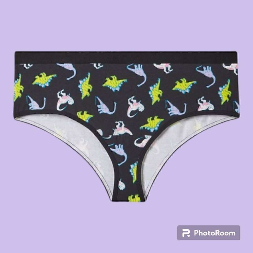 6X 30W Torrid Black Dinosaur Cotton Cheeky Panty Mid Rise Pink T Rex Lingerie st